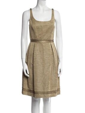 Carmen Marc Valvo Collection Gold Fit & Flare Dress Size 8 Like New